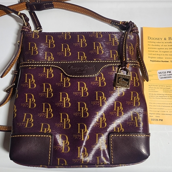 Dooney & Bourke Purple and Brown Logo Crossbody Bag - Picture 3 of 8